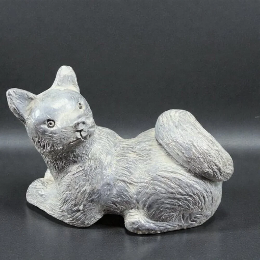 The‎ Wolf Original Soap Stone Sculpture Hand Carved Canada Husky Akita Dog VTG